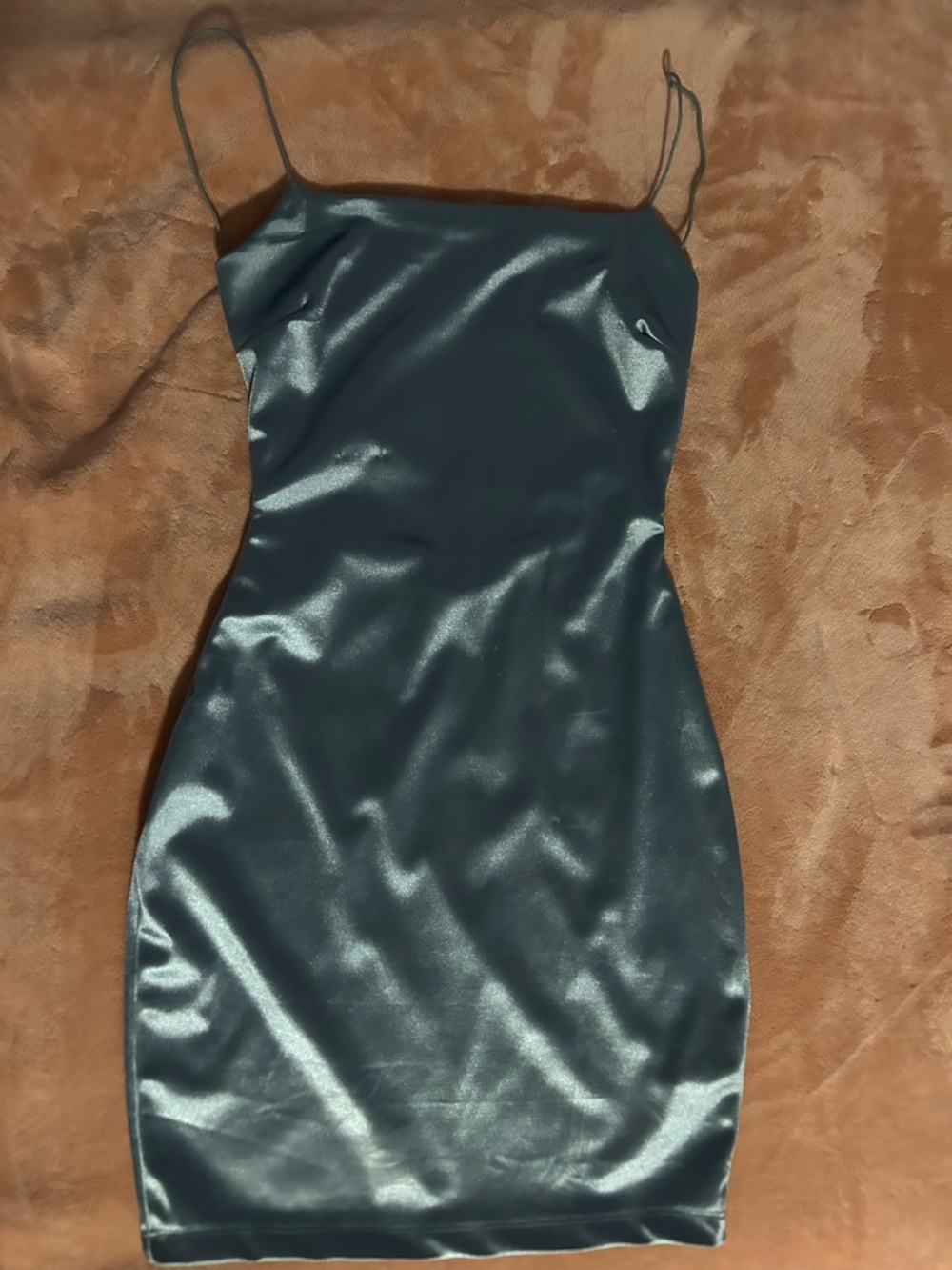 Windsor Satin Slip Mini Dress in Deep Teal